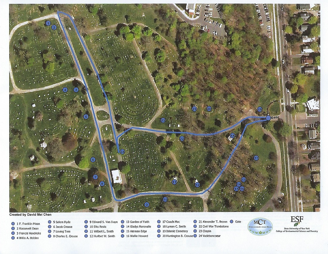 Oakwood Cemetery Flat Trail map