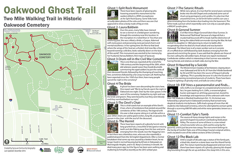 Oakwood Cemetery Ghost Trail map and description
