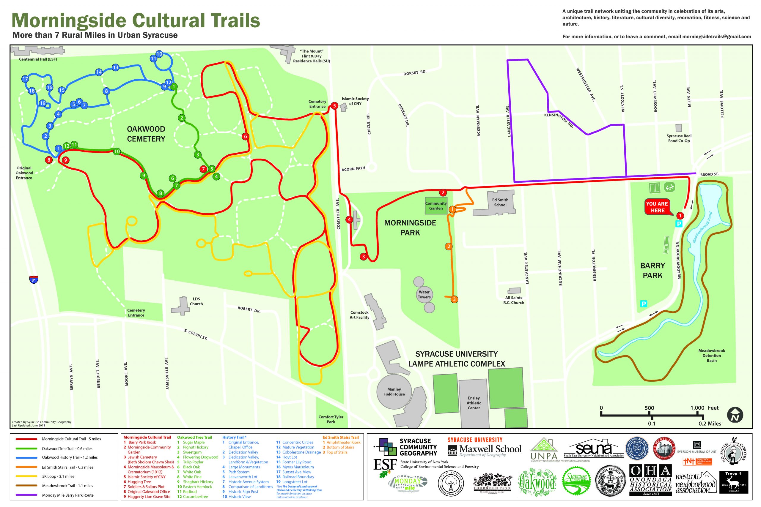 Oakwood Cemetery Morningside Cultural Trail map
